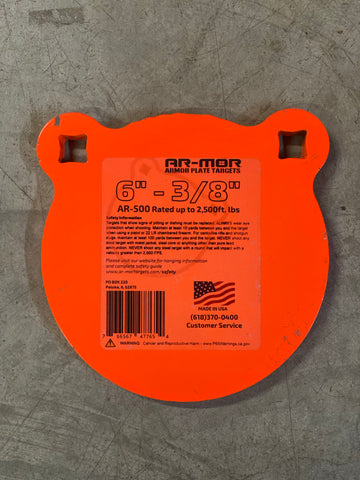 AR-MOR 6" AR500 STEEL GONG 3/8" THICK STEEL ORANGE ROUND